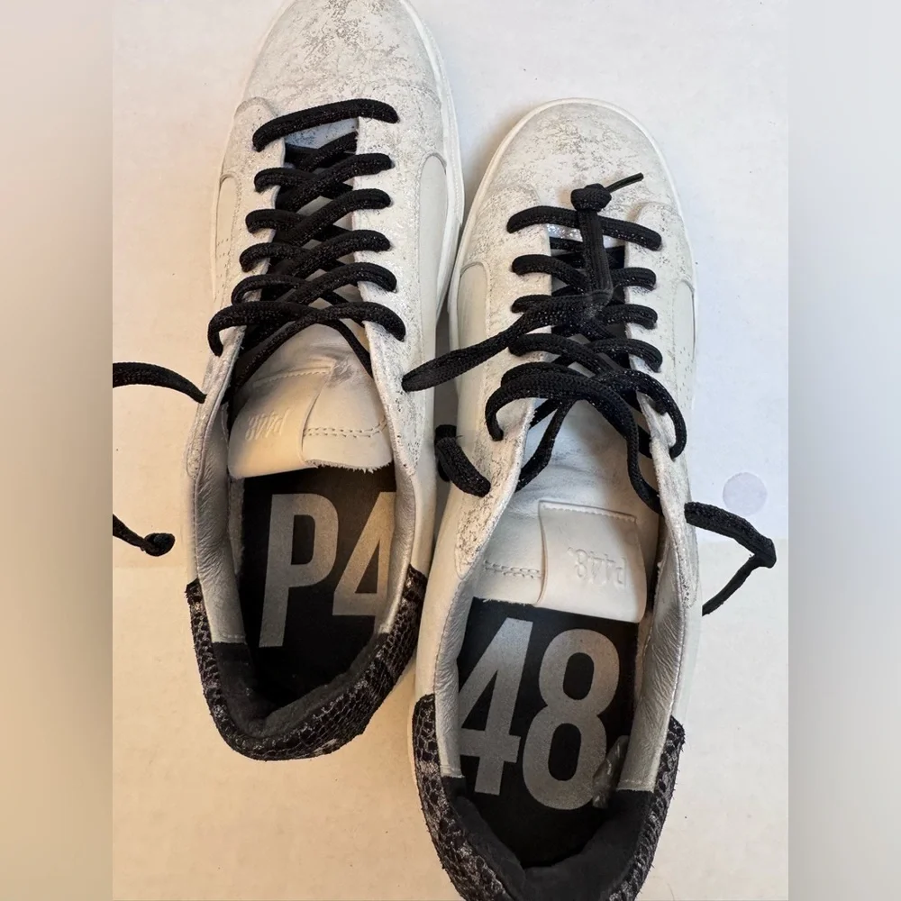 P448 Jack Women’s EU 41 White Silver Leather Low Top Sneakers